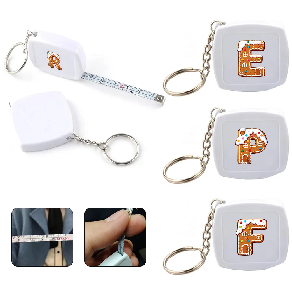 

Portable Pocket Tape Measure Double Scale Body Sewing Flexible Measurement Ruler with Keychain Christmas Gingerbread Pattern