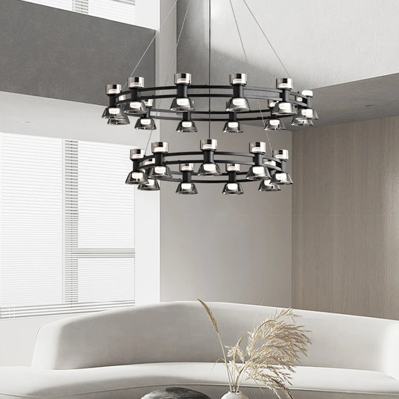 Imagem -02 - Luzes Pingente de Vidro Cinza Minimalista Led Preto Lâmpadas Penduradas para Teto Decoração da Sala Lustre Lar Moderno Nórdico