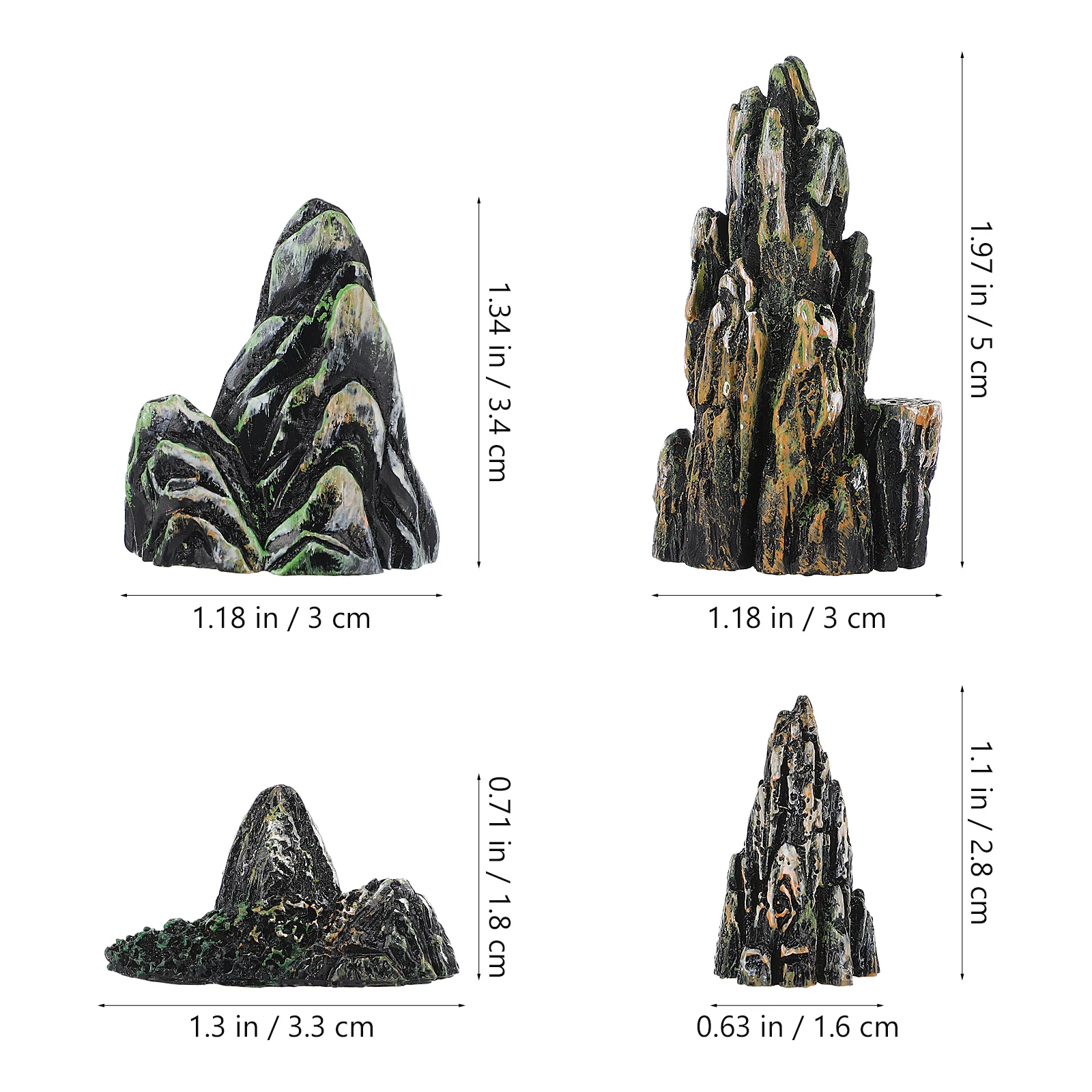 8Pcs Miniature Rockery Garden naments Bonsai Landscaping Aquarium Decor Fish Tank Resin Sculptures Garden Supplies