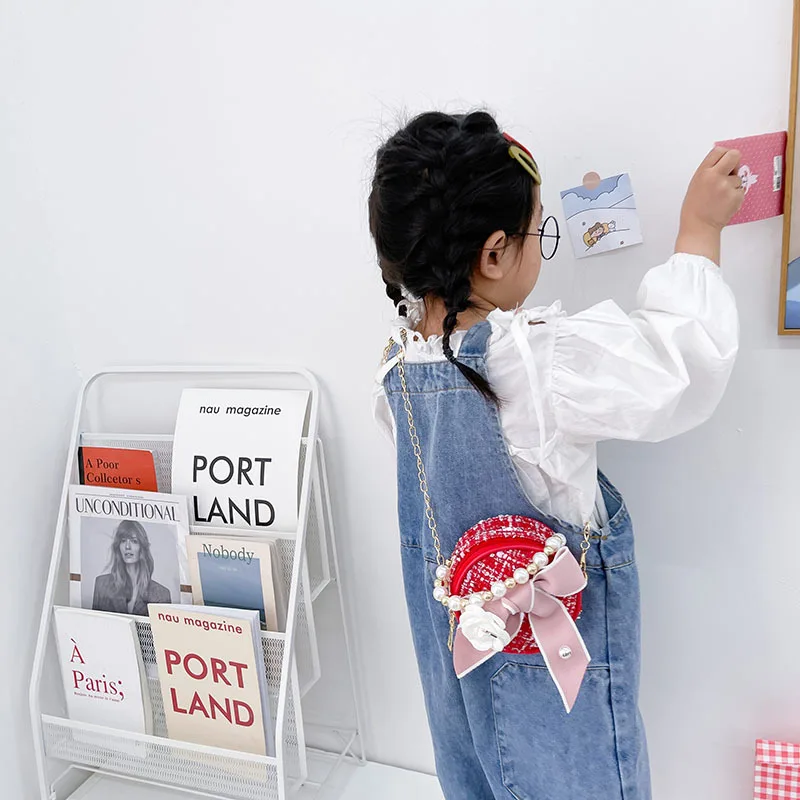 Petit sac messager avec perle pour enfants, porte-monnaie pour fille, petit portefeuille, sac à main princesse initié, paquet de bonbons pour bébé, cadeau de fête des enfants, mignon