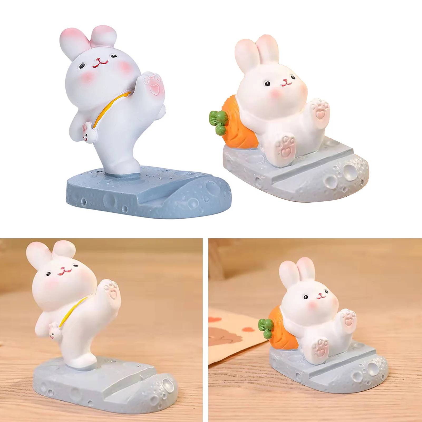 

1Pc Cute Rabbit Cell Phone Stand Holder Cartoon Resin Bunny Phone Holder Desk for Student Room Decoration