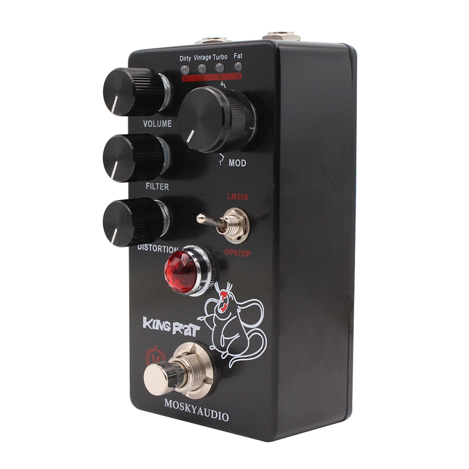 MOSKYAudio Fuzz Distortion Guitar Effect Pedal 4 Mode Switch & Volume/Filter/Distortion Controls Compact Portable