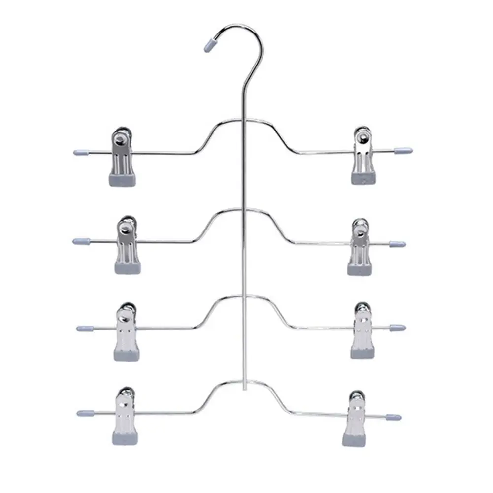 Falda de 4 niveles, pantalones cortos, perchas, ahorro de espacio con Clips ajustables, organizador de almacenamiento, falda, ropa, sin pantalones de Metal, Slip Ha E6d5