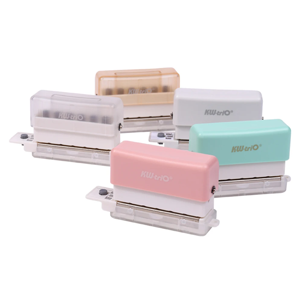 KW-triO 6-Hole Paper Punch Handheld Mini Puncher Support Multiple 20/26/30 Hole Punching 5.5mm Aperture for A4 A5 B5 Notebook