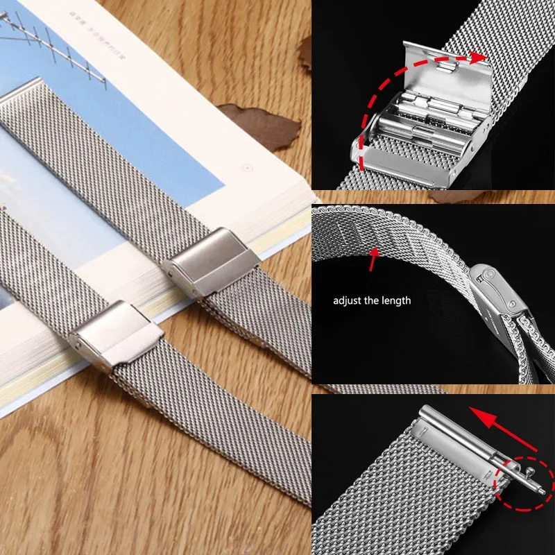 0.6MM Mesh Milanese Watch Strap 12/14/16/17/18/19/20/21/22/24mm for Seiko for DW Steel Watch Band Men Women Universal Bracelet