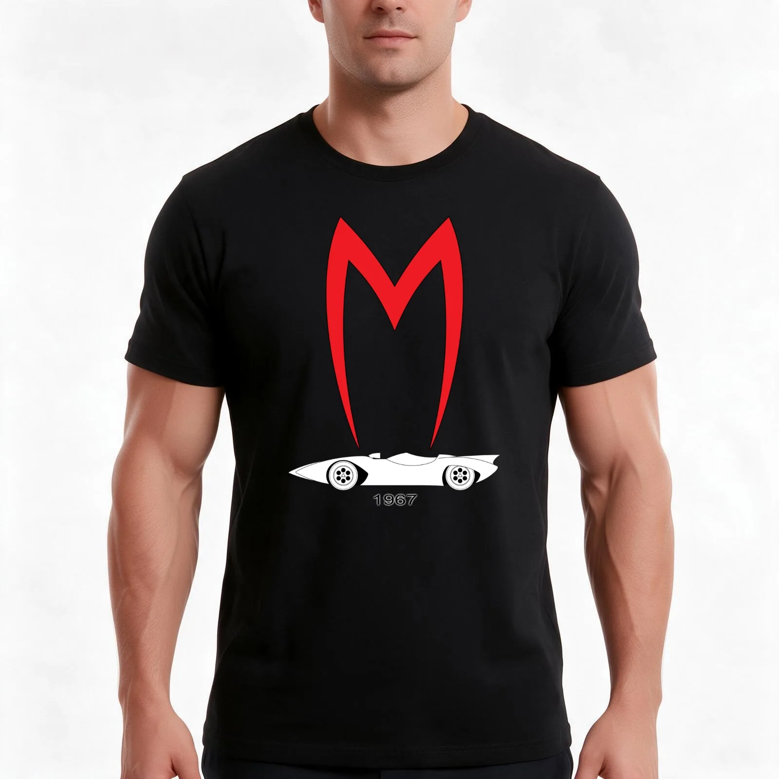 Mach 5 1967 Speed Racer T-Shirt, Summer Casual Cotton Tee, Oversized Streetwear Tops, Vintage Graphic Print, Unisex Men Women