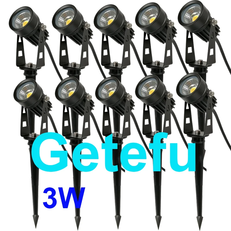 Getefu 10 Piece LED Garden Spike Light Black 4