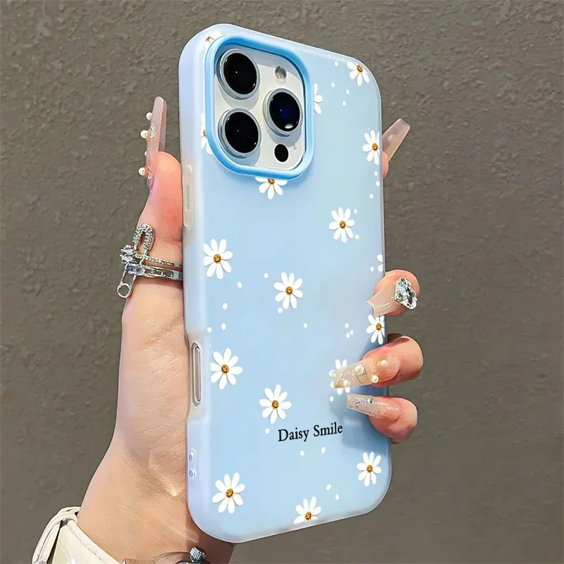 Pastel Blue Floral 2 In 1 Phone Case For Samsung Galaxy A55 A54 A15 A14 A34 A24 A35 A06 S22 S21 FE S20 Plus Note 20 Ultra Cover