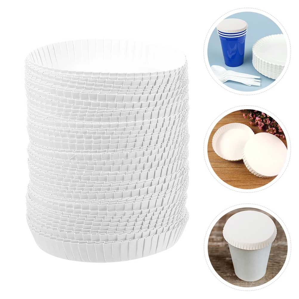 

100 Pcs Coffee Cups Paper Lid Covers Replacement Drinking Lids Hotel KTV White Tops Travel