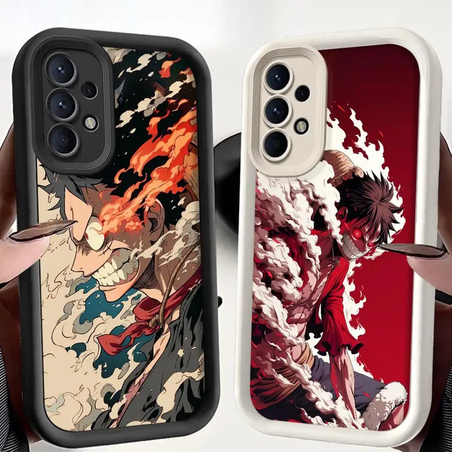 Casing Ponsel untuk Samsung Galaxy A35 A73 A51 A72 A71 A25 A54 A55 A53 A15 A06 A52 Soft Shell Anime One Piece Luffs