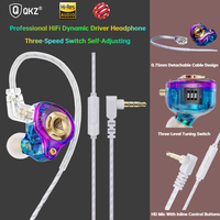 QKZ AK6-Lucky Dynamic Earphone 3-Level Tuning Switch Low High Balanced HIFI Heavy Bass Earbuds Sport Music Headsets With HD MIC