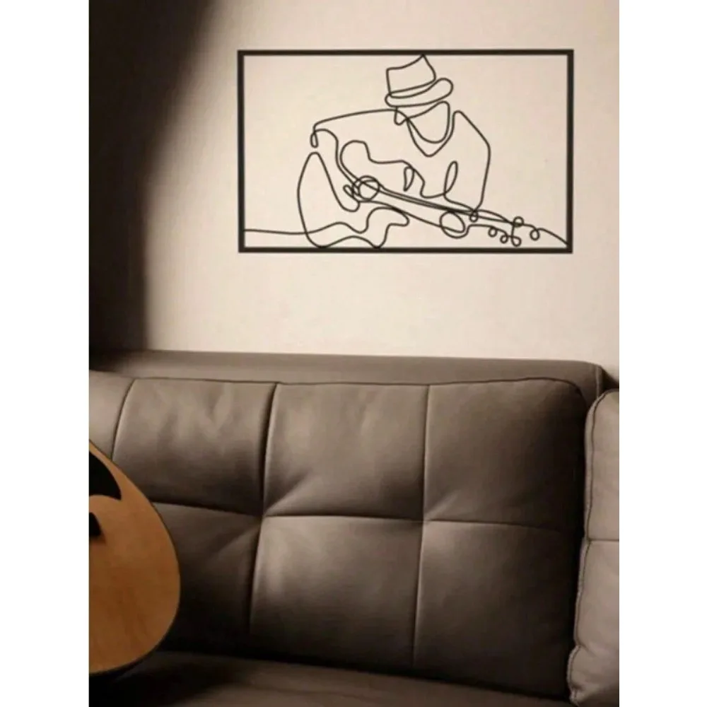 Black Metal Guitar Wall Art - Music Decor for Bedroom or Man Cave, Unique Housewarming Gift