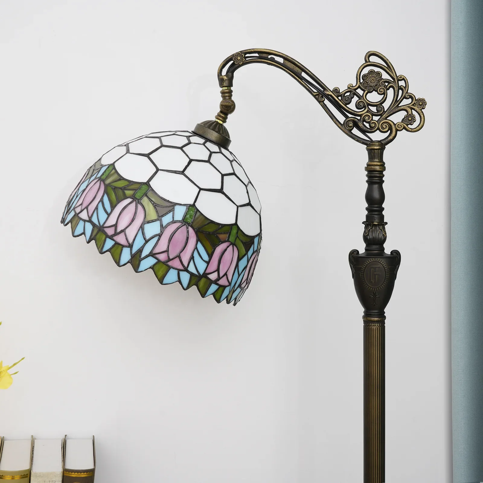 Victorian style 30CM stained glass floor lamp indoor lighting soft light arched gooseneck