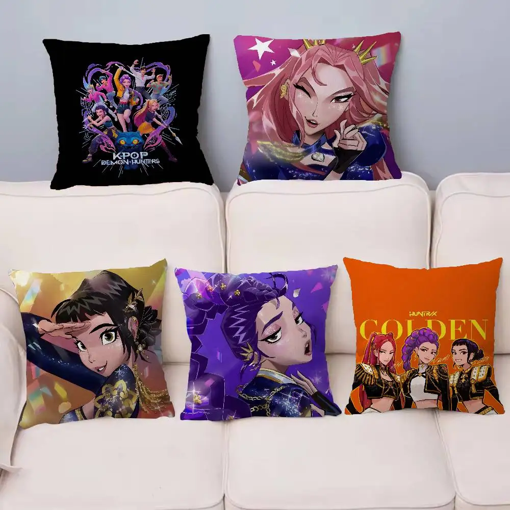 K-KPop D-Demon H-Hunters – oreillers décoratifs personnalisés avec image et texte, cadeaux pour la maison, 45x45cm