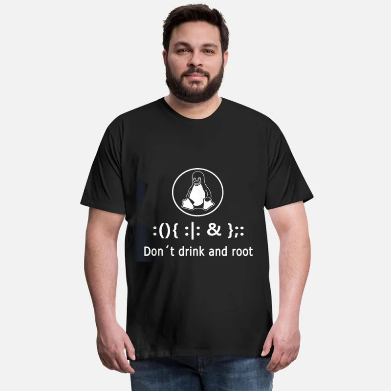 

Linux Don't Drink And Root Fork B0mb Linux Funny Developer Gift t shirt for Software Engineer Graphic clothes 100% cotton tee