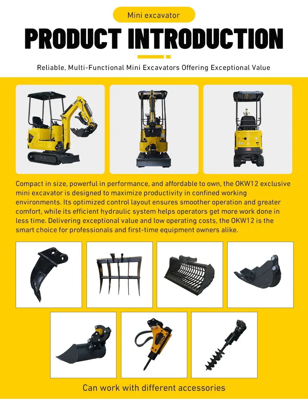 1,2-Tonnen-Hydraulik-Minibagger mit Raupenantrieb, CE Euro 5 zertifiziert, multifunktionale kleine Baggermaschine mit Hammerlöffel für den Haushalt – Detail 5