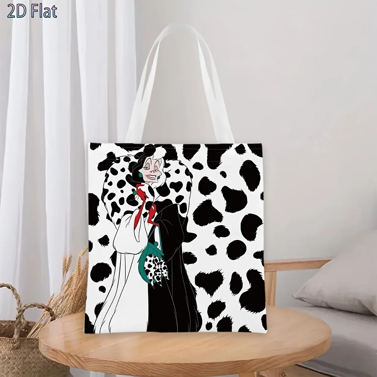 1pc Cruella de Vil Dalmatian Tote Bag, reusable shopping bag