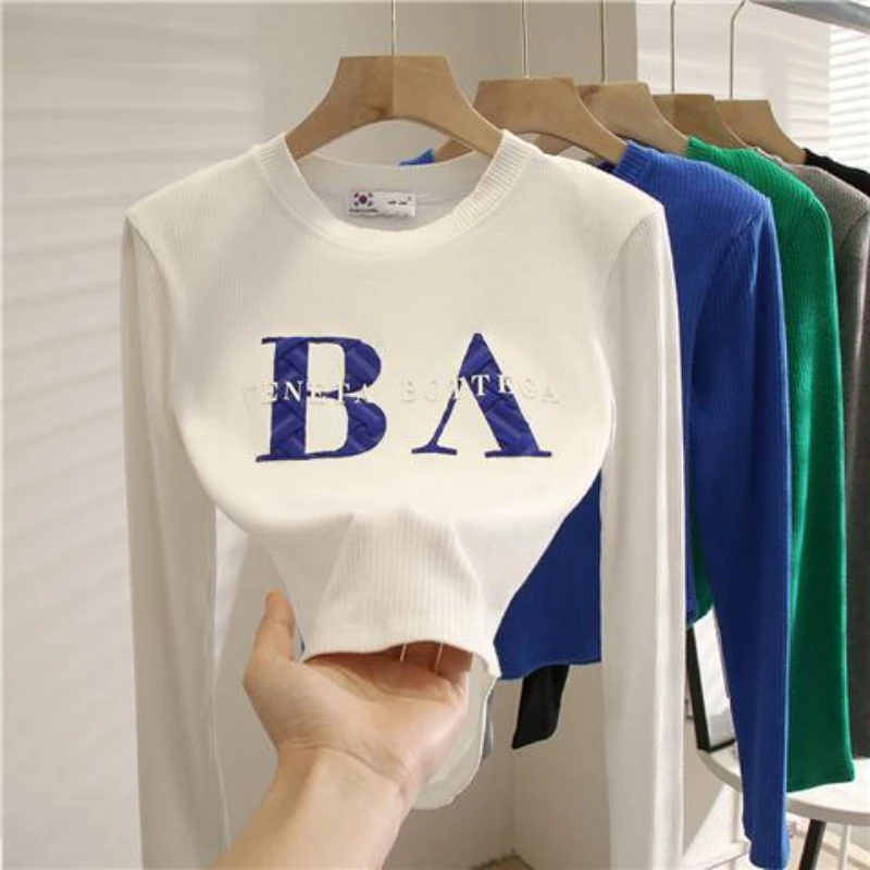 Teenager Spring Atumun Girls Clothes Fashion Letter Slim Fit Undershirt Pullovers Kids Long Sleeve Top 3 5 7 9 12 14 15 Year