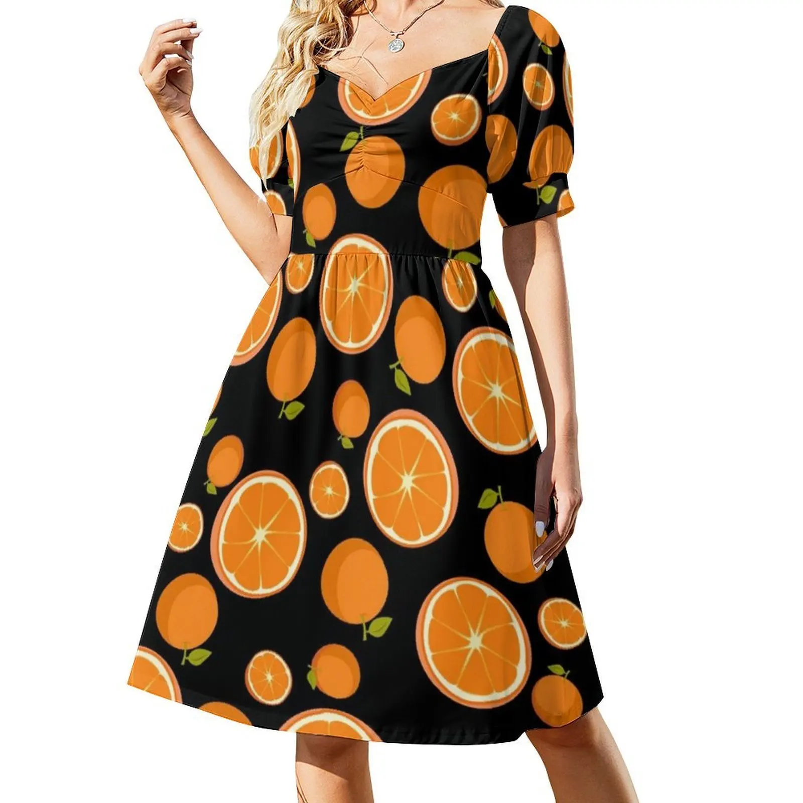 Boho Chic Jurk met Sinaasappelenprint - alternate angle