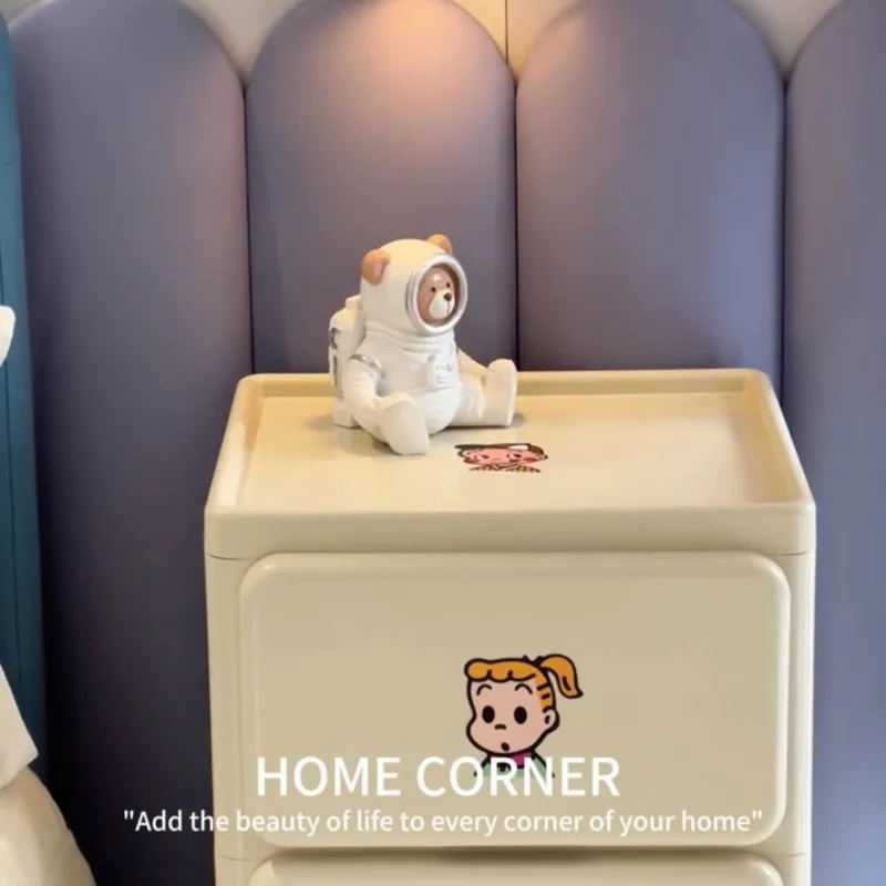 خزانة بأدراج، خزانة تخزين متعددة الطبقات، طاولة بجانب السرير بعجلات قابلة للإزالة