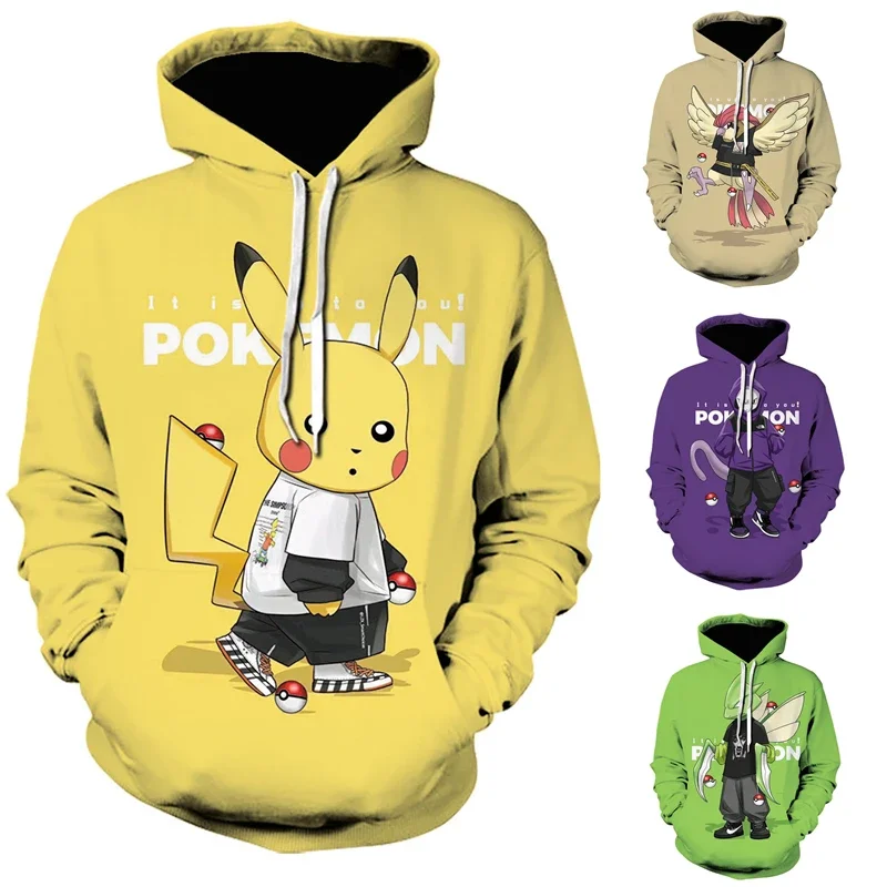 Pokemon HoodieAnime Teen SweatshirtHip Hop TrendyStreetwearPikachuSquirtle CharmanderMewtwo Gengar CoatBirthday Gifts