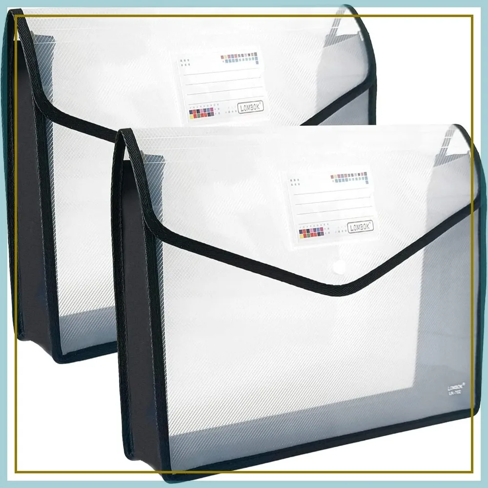 

Expandable Legal Size File Folders with Snap Closure, 2-Pack Black A4 Document Wallet