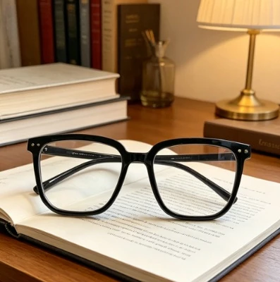 Rivet Detail Black Square Optical Glasses Frame Unisex, Anti Blue Ray Clear Lens Computer Goggles, Minimalist Fashion Spectacles for Gaming Reading Shopping Street Style