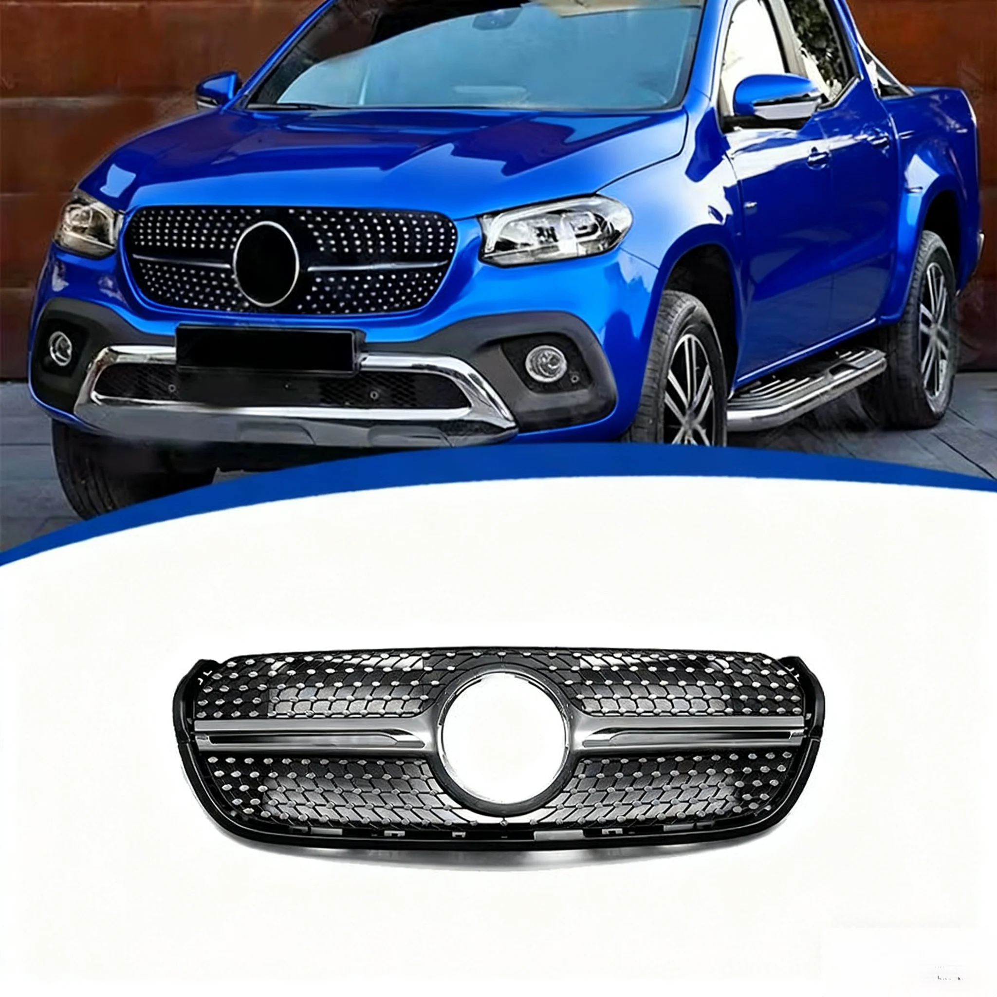 

For Mercedes-Benz X470 W470 2017-2019 Black Front Radiator Grille Panel, Gloss Black Mesh Racing Style Grill Cover for Car Front