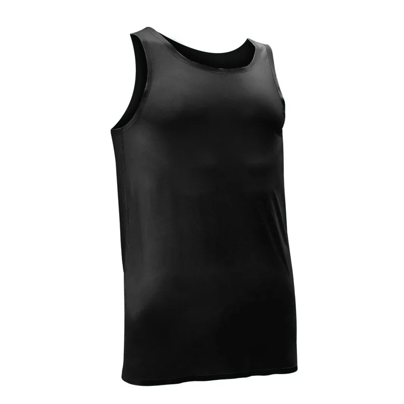 Summer Mens Tank Tops Thin Ice Silk Seamless Vest Man\'s Sleeveless T-Shirts Clothing Solid O Neck Undershirt Male Tees Top L-3XL