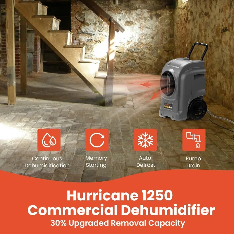 270 PPD Commercial Dehumidifier with Pump, Large Industrial Dehumidifier with Drain Hosea and Auto Shut-Off, ETL Certification