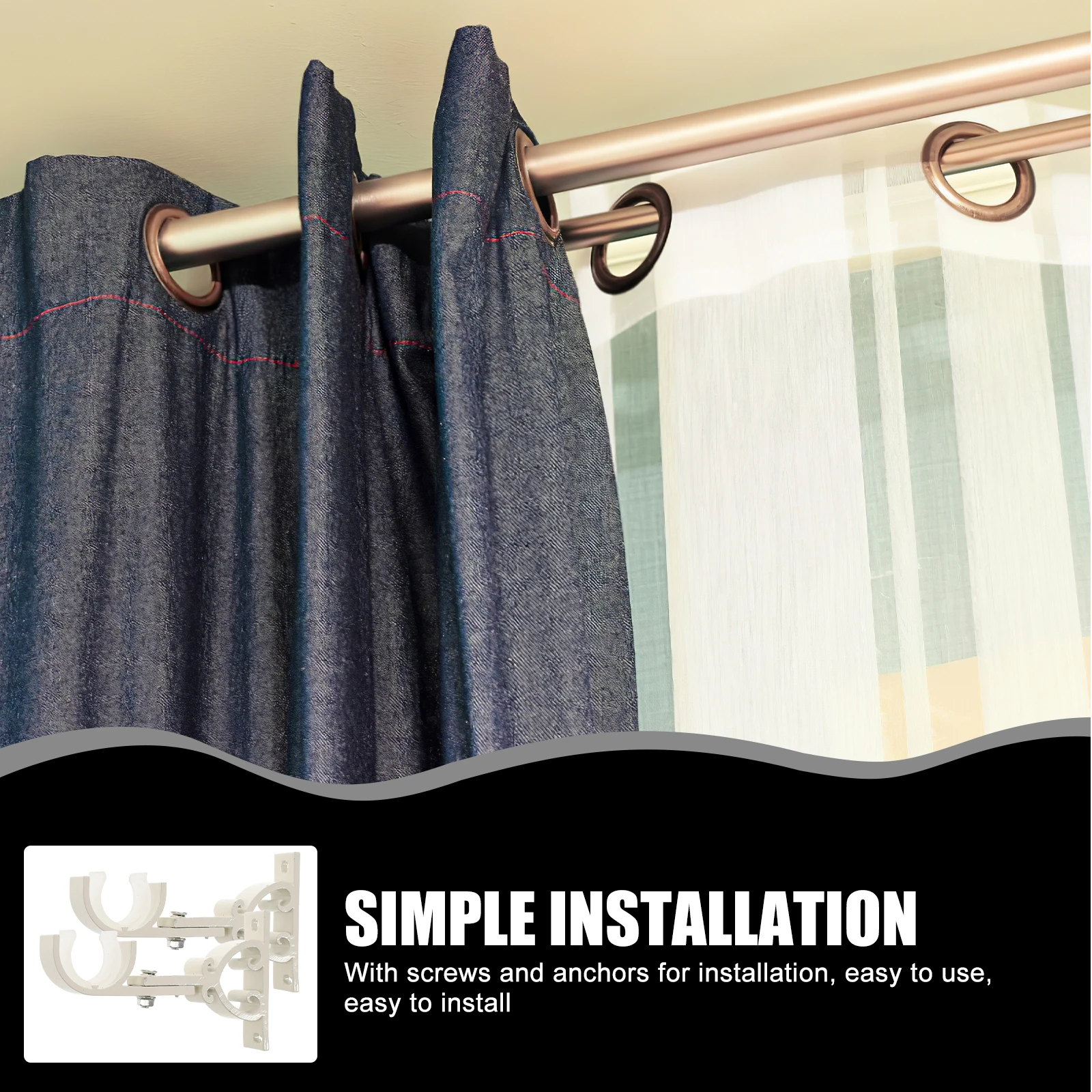 

2 Pcs Rod Bracket White 22mm Aluminum Alloy Rotatable Window Curtain Rod Hook Blinds Holder Wall Mount Storage