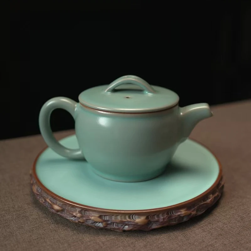 

Чайник Ru в виде печи Han Roof Tile Teapot Ru Официальная печь небесно-голубая глазурь Чайник ручной работы