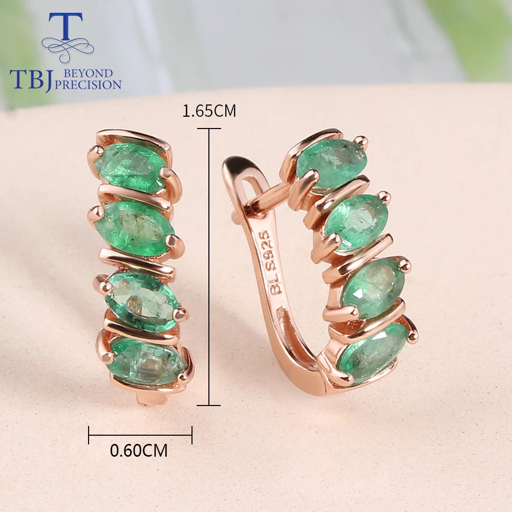 

Natural Green Emerald fine Jewelry 925 Sterling Silver Women Anniversary Engagement Gift Piece Earrings one pair