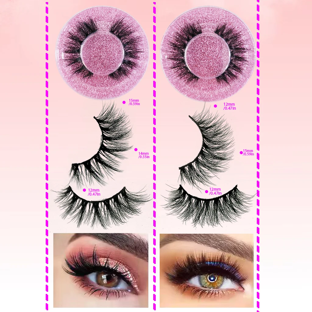 20 Pairs 3D Mink Lashes Cat Eyelashes Fluffy Wispy Volume Lashes Natural Feathery Effect Lightweight Flexible Band Fake Lashes
