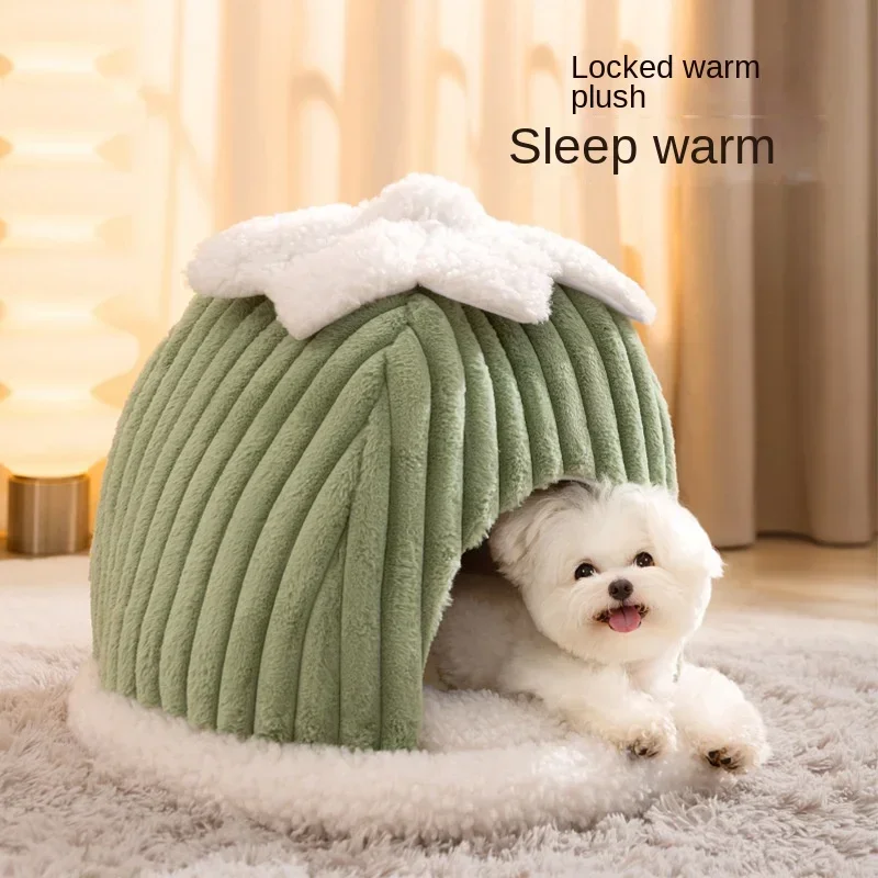 

Winter Dog Roundhouse Warm Kennel Cat Villa Sleeping Small Dog Cushion Teddy Bigbear Pet Puppy Supplies Accesorios Para Perros