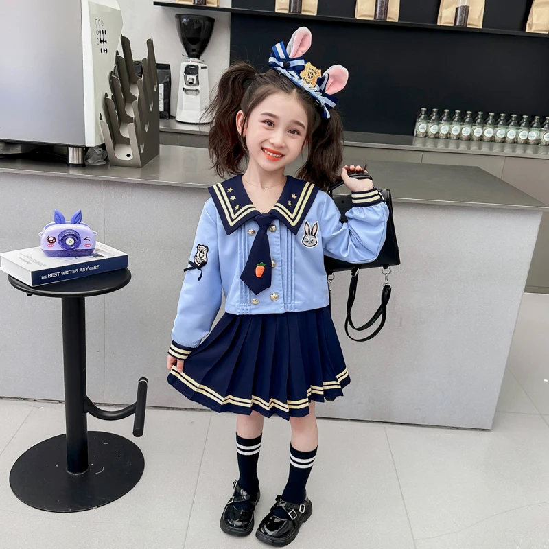 

Zootopia Cosplay Judy Hopps Costume Girl Role Playing Spring And Autumn Clothing Long Sleeved Top Pleated Skirt Children'S Set