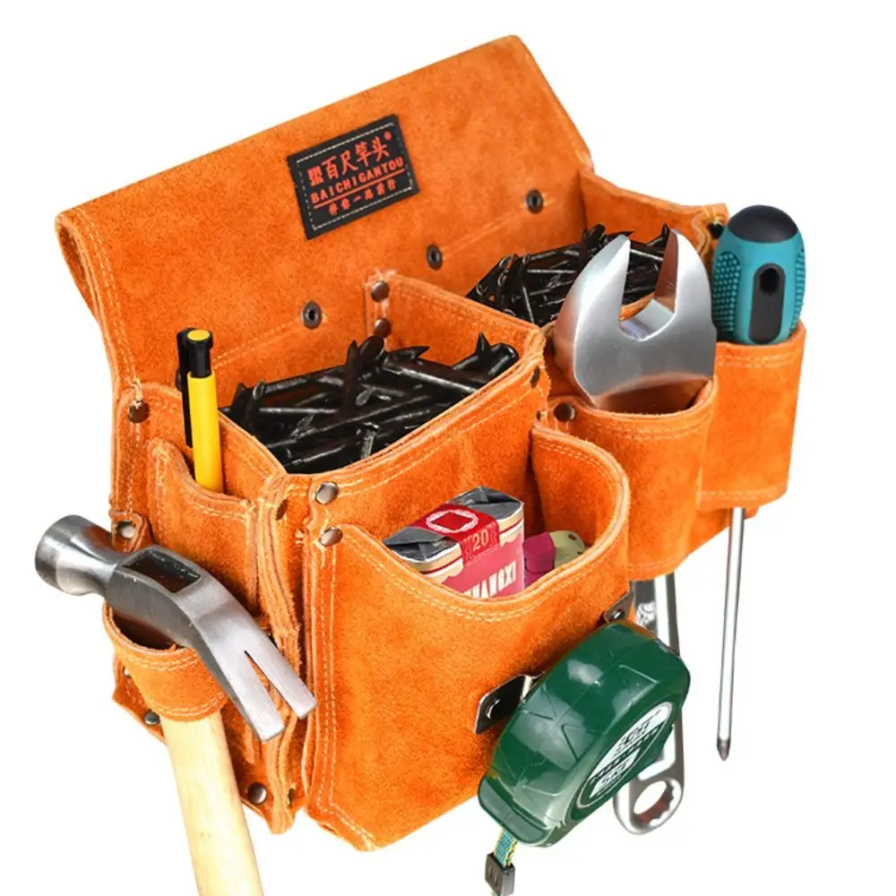 

Multipurpose Wear Resistant Nail Bag Large Capacity Sturdy Tool Storage Bag Retro Organizer Belt Tool Bag Pliers