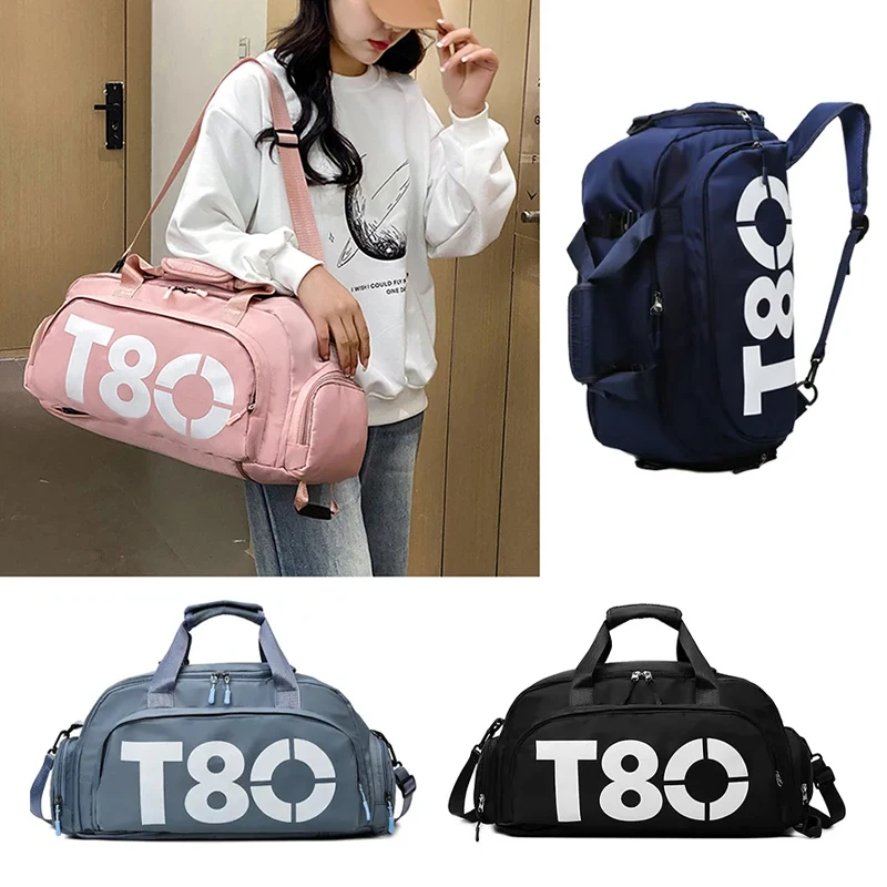 T80 Gym Sports Backpack for Women Man Hand Bag Fitness Travel Outdoor Yoga Shoe Shoulder Duffle Crossbody Portable Training Bag