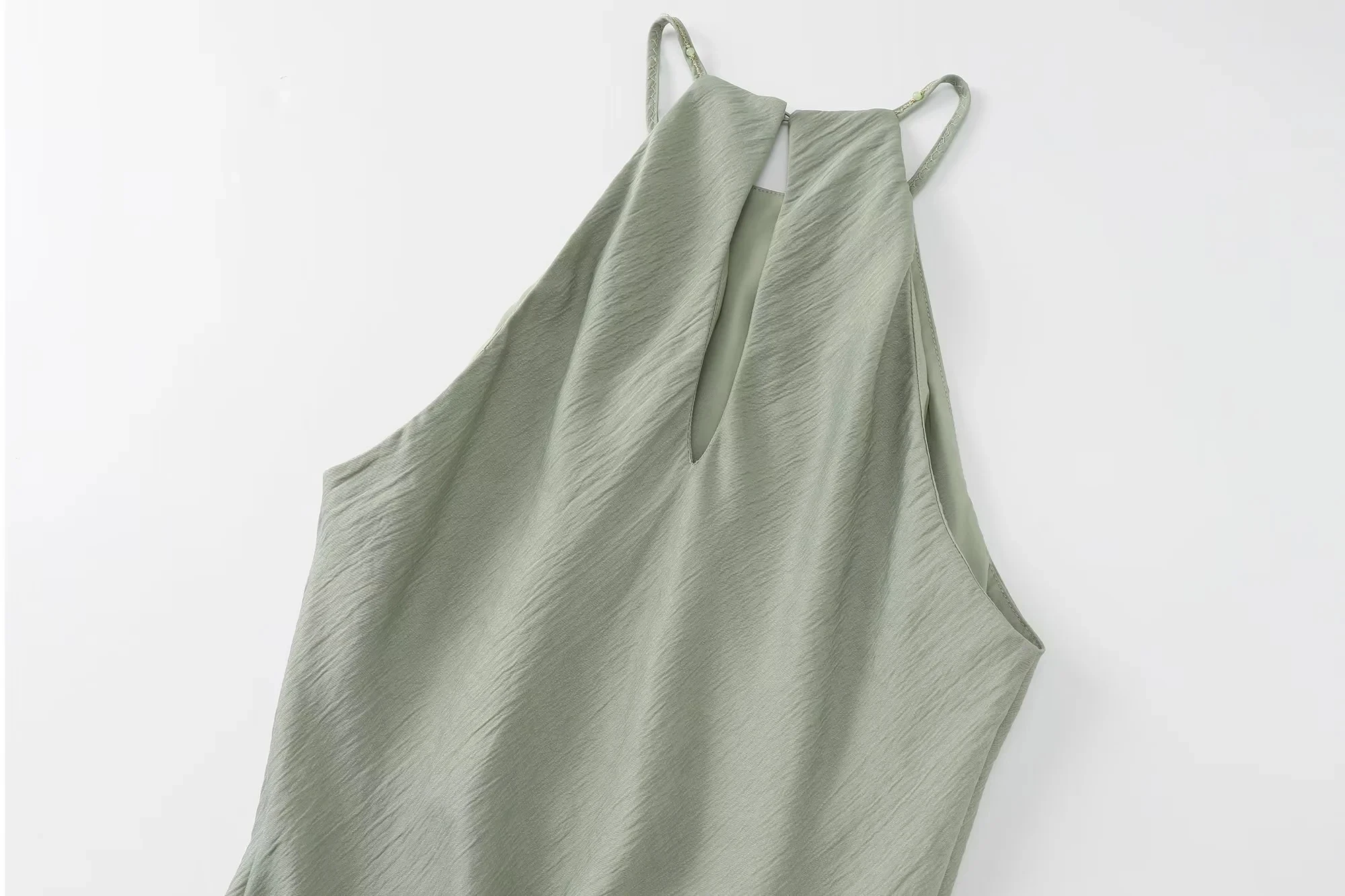 JNLEAOG Seidensatin-Material Midi Dr Damen Faion Herbst New Sle Hängender Ne-Kragen Dr Street Sle A-Linien-Rock