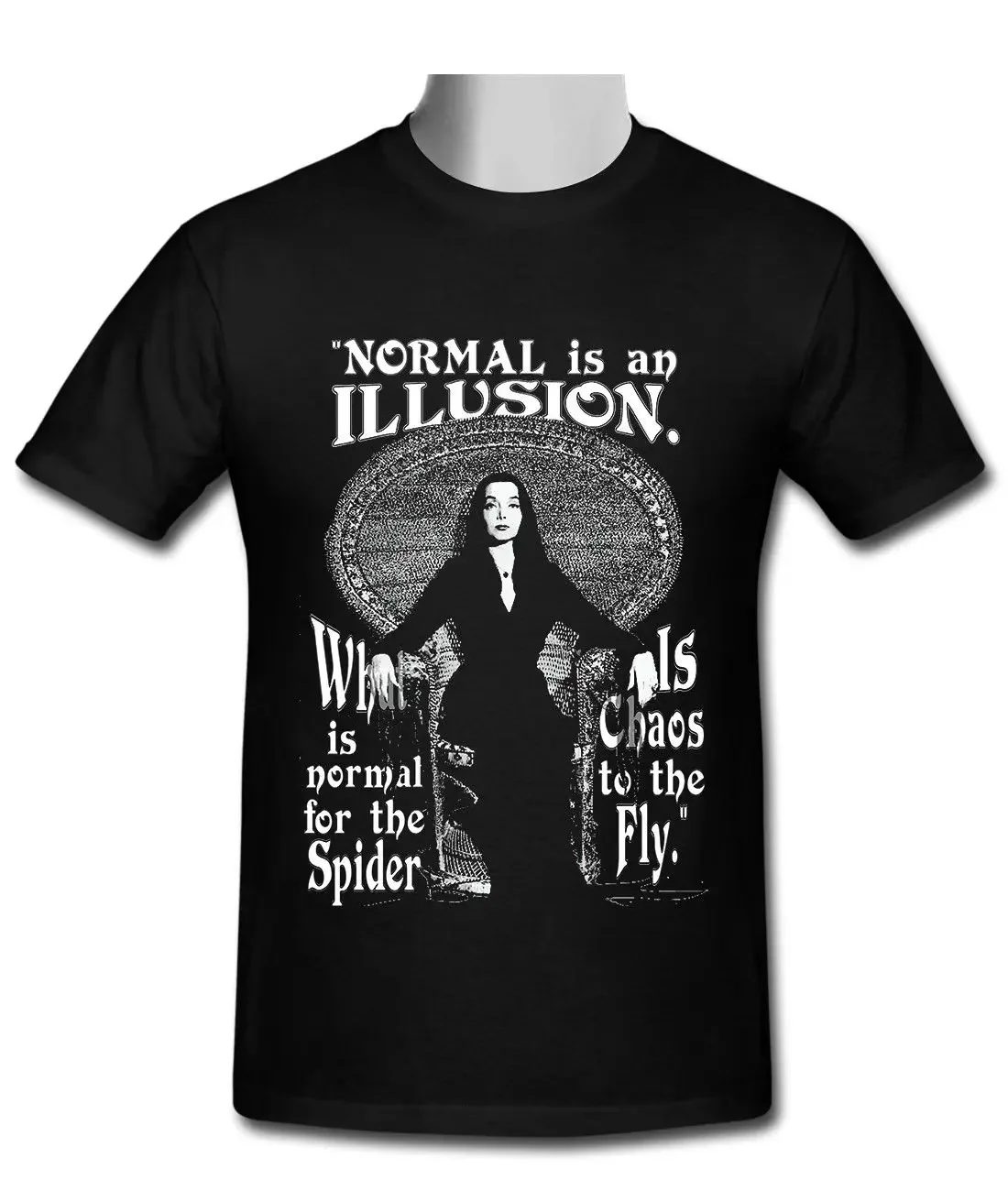 2024  Unisex Tee Morticia Addams-Normal Is An Illusio Classic Movie  T-Shirt  t shirts for men New Arrival streetwear