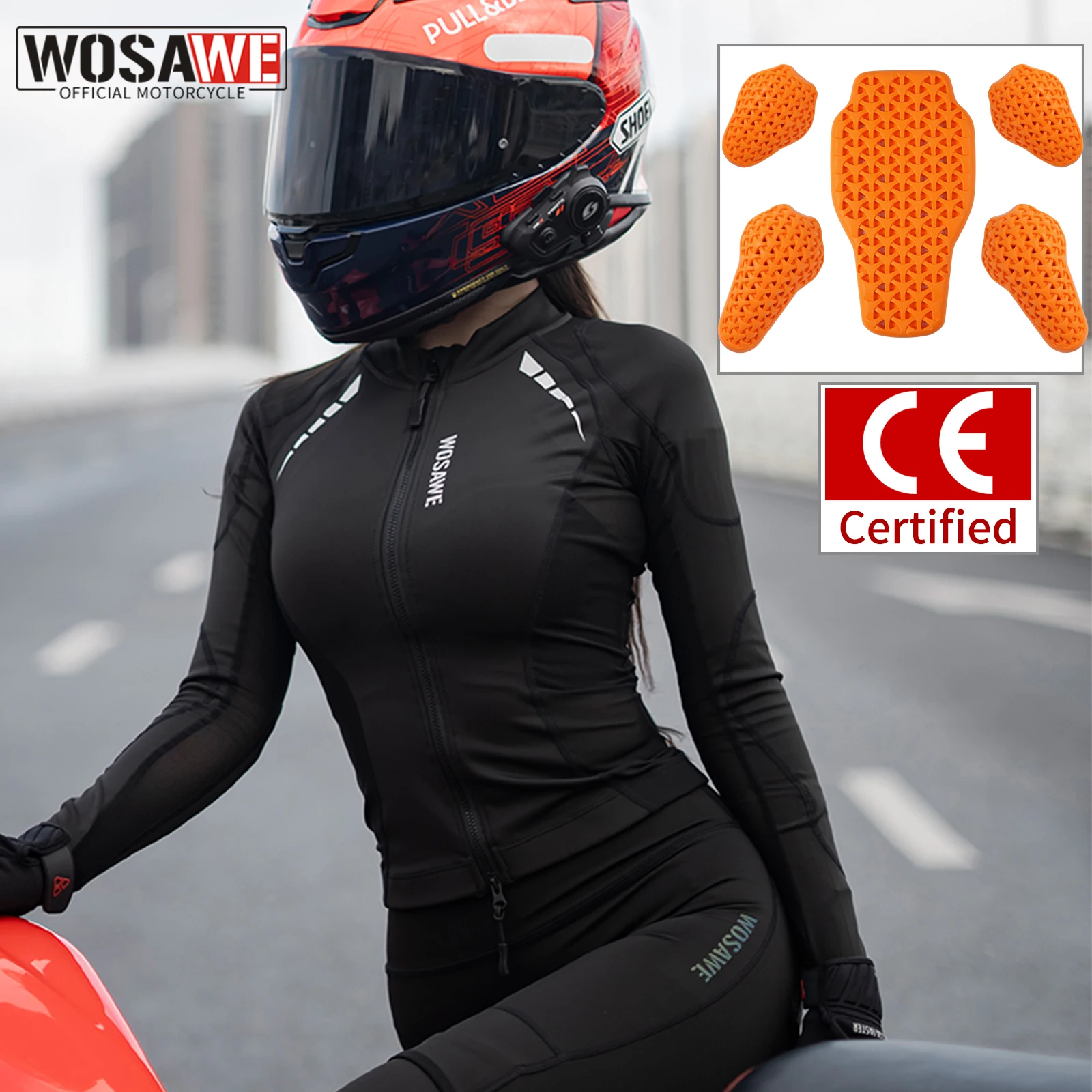 

WOSAWE Motorcycle Jacket Summer Women Riding Cycling Soft Mesh Clothing insert CE Certified Body Armor Protector Moto Equipment