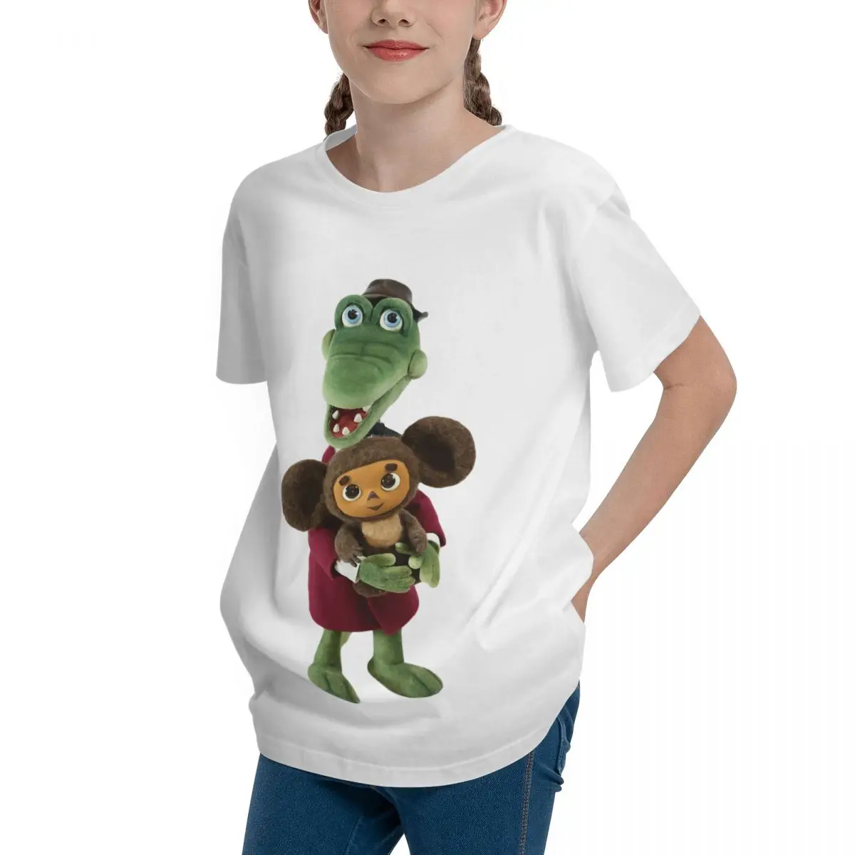 Gena & Cheburashka Classic For Sale Teeanger Basic Short Sleeve T-Shirt Round neck Top tee Cute Funny High quality