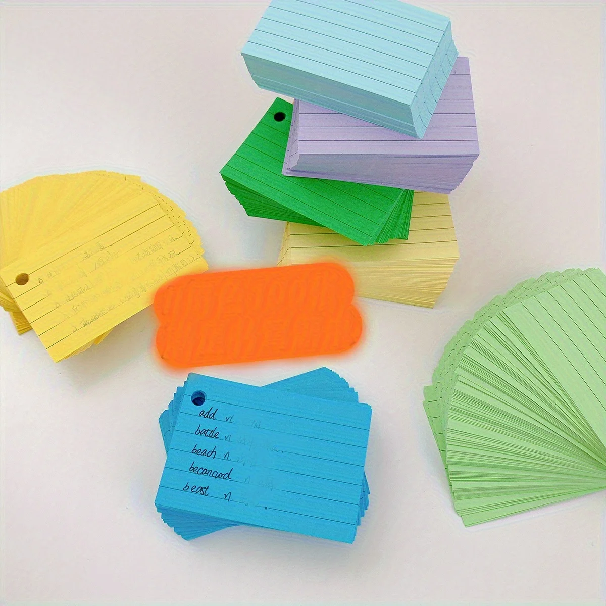 

500-Sheet Lined Colored Index Cards with Rings – Ruled Flashcards for Study, Learning, and School Notes – Paper Note Cards
