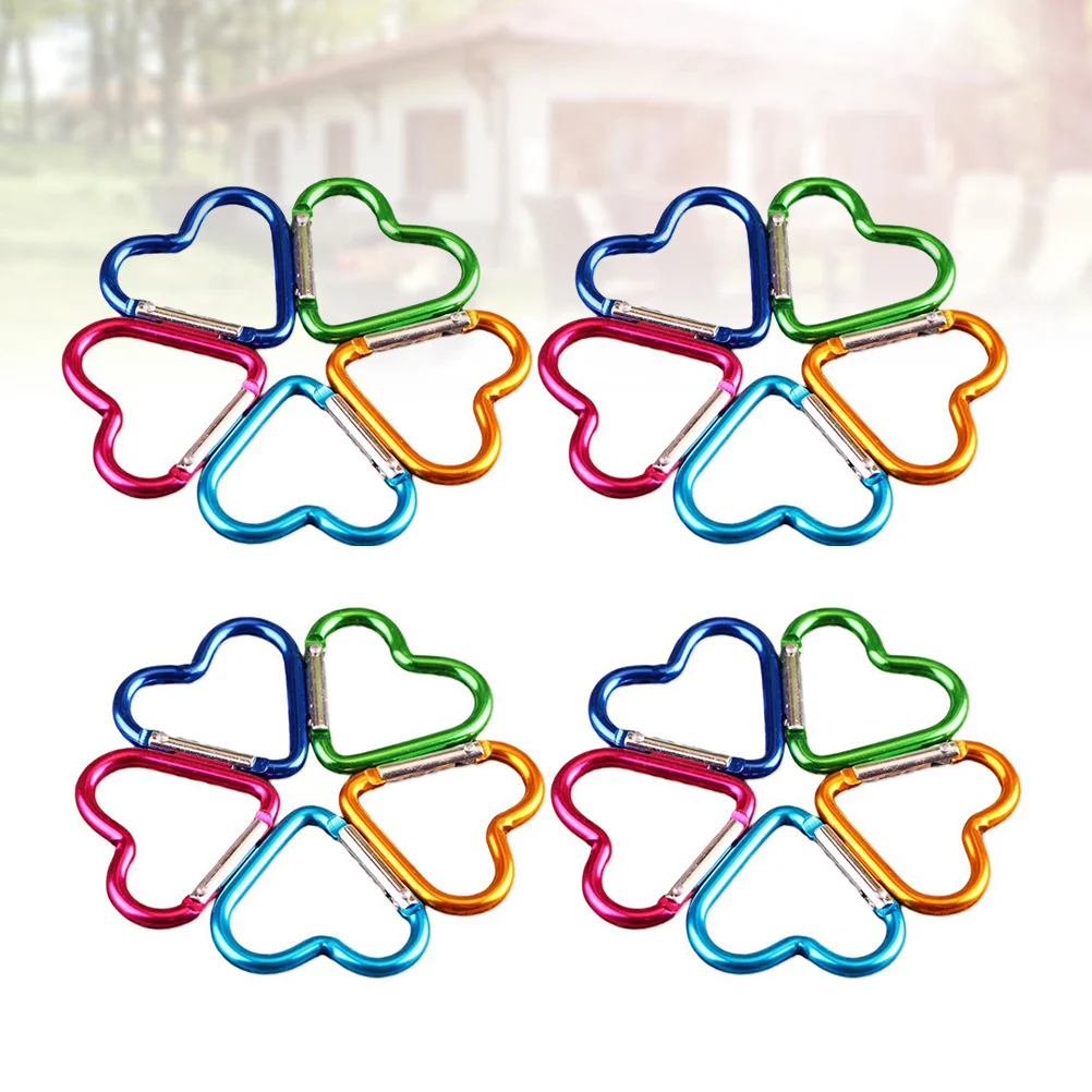 

20Pcs Mountain Carabiner Heart Shaped Heavy Duty Aluminum Quick Clip for Backpack Outdoor Keychain Hanging Gear Camping Hiking