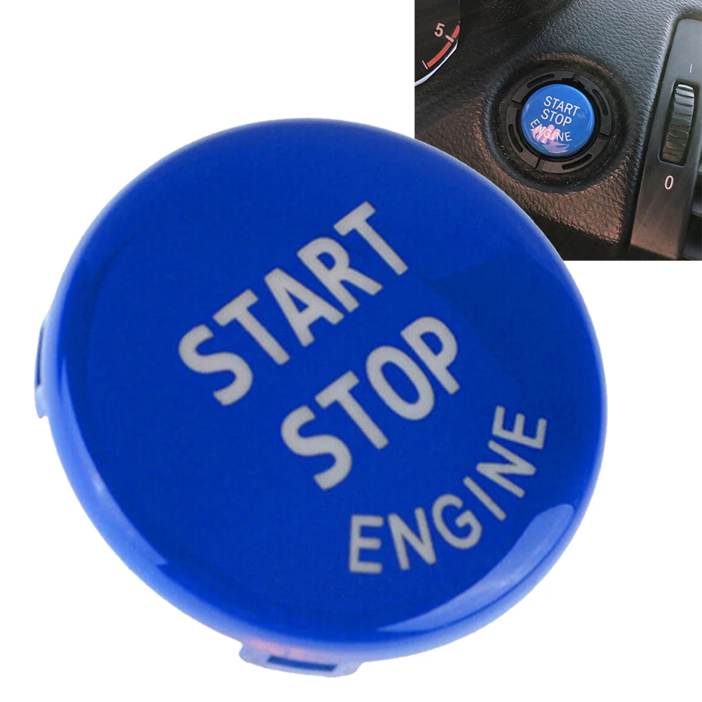 Blue ABS Plastic Engine Start Button Cover Trim for BMW E90 E92 E60 For X1 X3 X5 Enhanced Aesthetics Reliable Performance