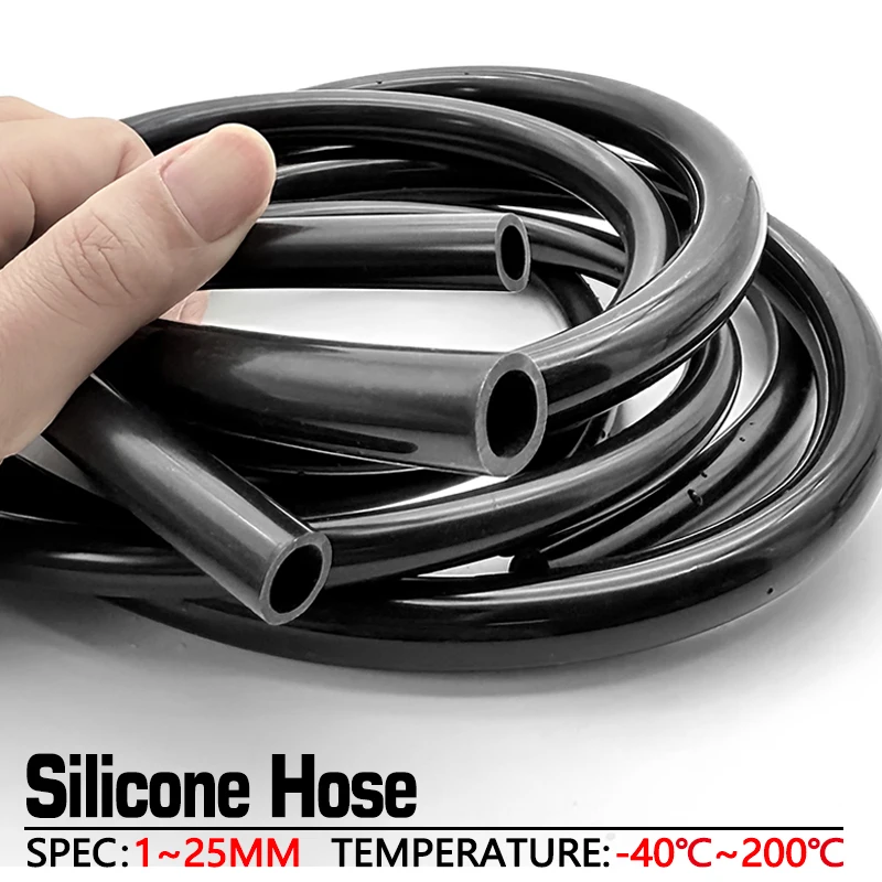 

2M Black Food Grade Silicone Hose Non-Toxic Flexible High Pressure Resistant Tube ID1~25mm Drinking Water Beverage Transfer Pipe