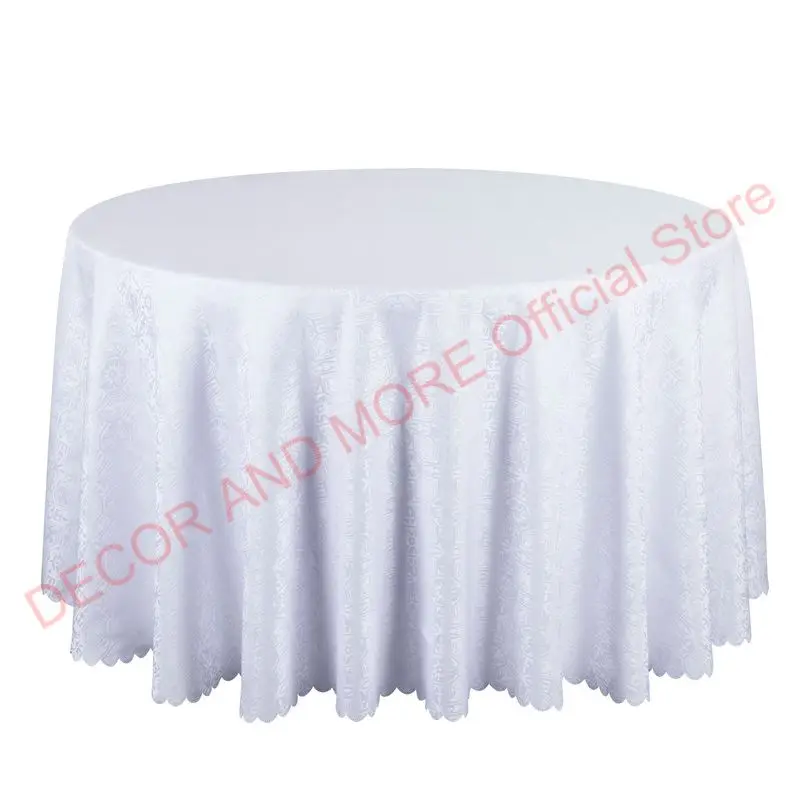 260cm Polyester Jacquard Round Tablecloth Solid Dining Table Cover For Hotel Wedding Banquest Decor White Table Cloths Wholesale