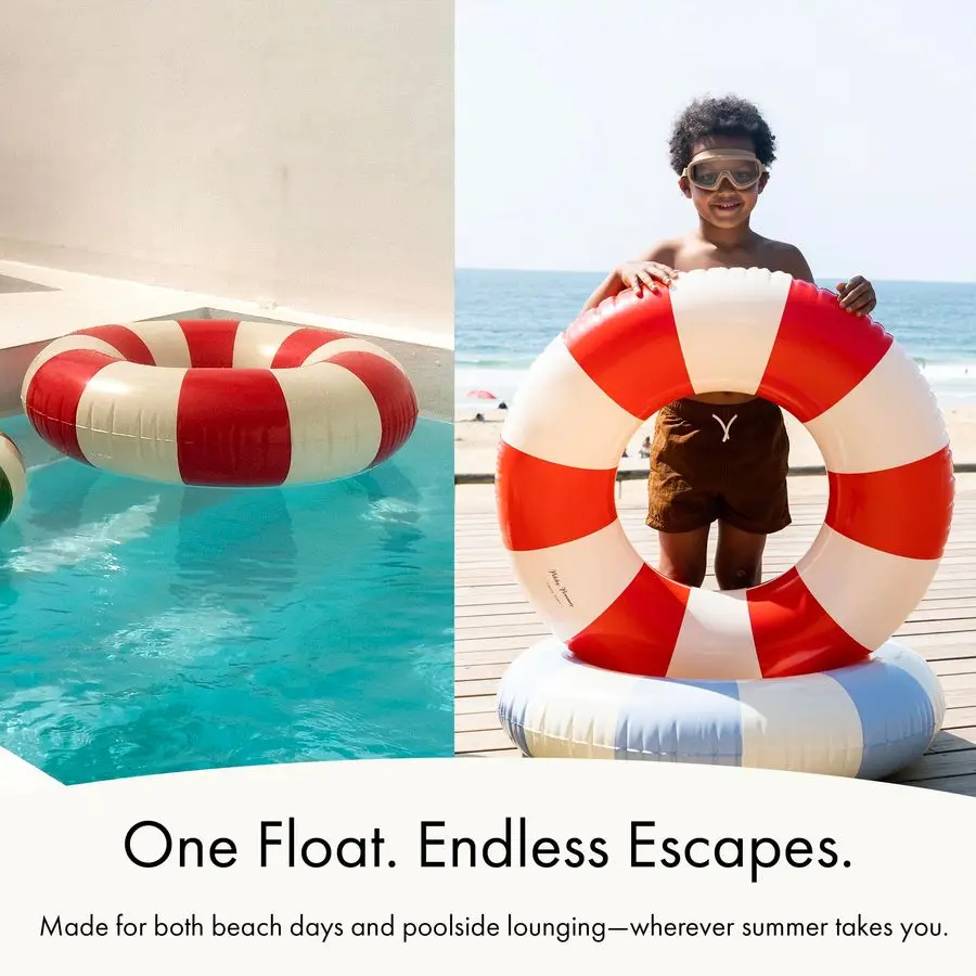 Kinderschwimmer für Kleinkinder, langlebiges Schlauch, handbedruckte Poolschwimmer im klassischen Streifen-Design, weiche, bequeme Nähte, verstaubarer Schwimmer