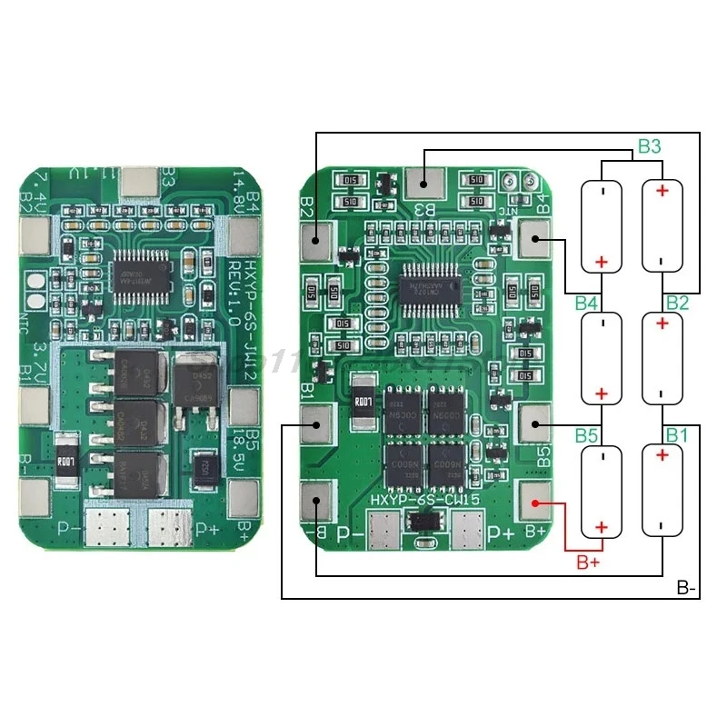 6S 22.2V 25.2V 14A 20A 18650 Li-ion Lithium Battery Charger Protection Board with Balanced PCB BMS 6 Pack Cells Module