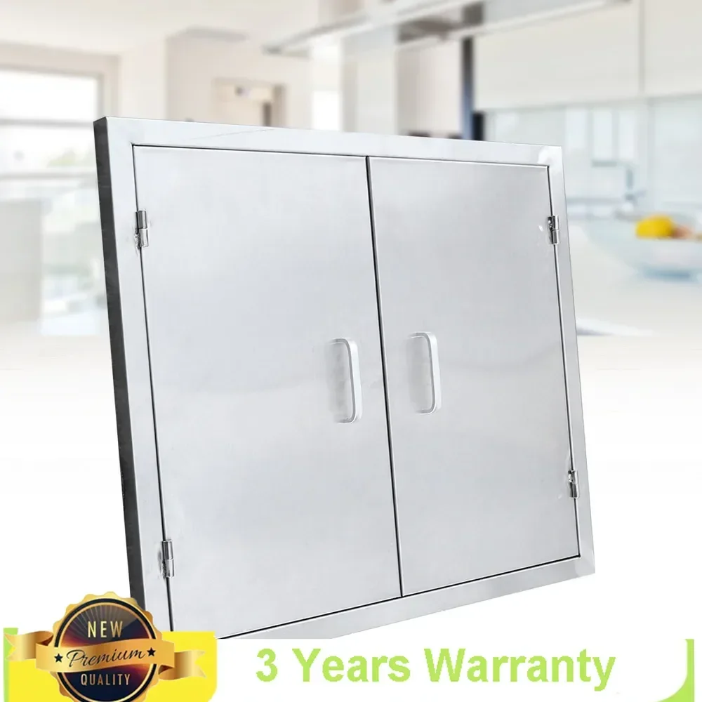 304 Roestvrij Staal Corrosiebestendig Dubbele Deuren Muur Opknoping Keukendeur Buitenkast Home Improvement 24*28*0.4 inch